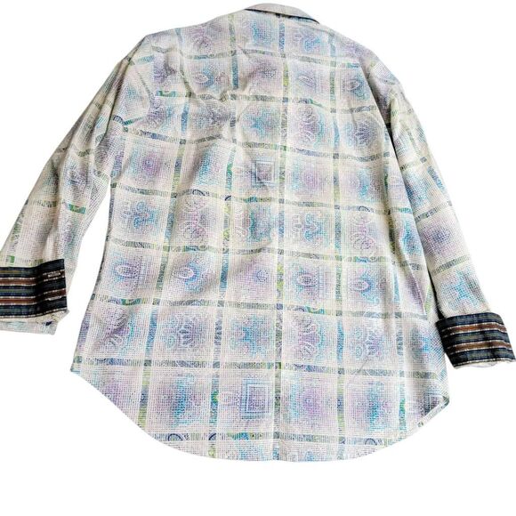 Robert Graham Pastel Paisley Blue Contrast Cotton Knowledge Wisdom Truth Shirt - Picture 5 of 8